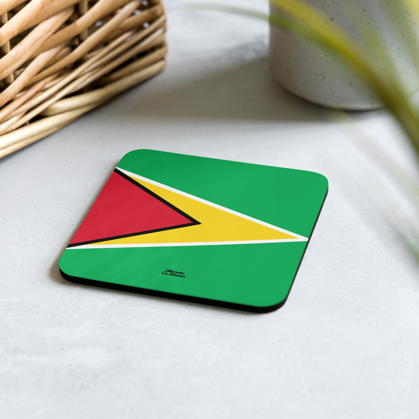 Guyana Flag Cork-back coaster
