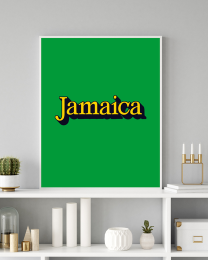 Jamaica Pop Text Poster in Green