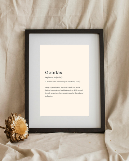 “Goodas” Definition Poster Print