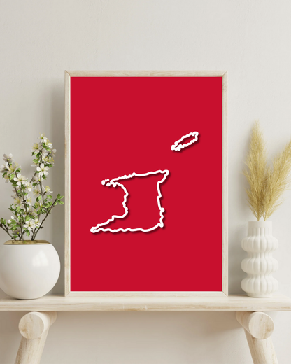 Trinidad & Tobago Island Silhouette Poster Print