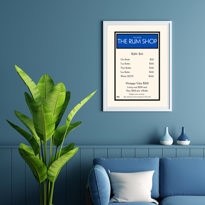 The Rum Shop Deeds Poster (Blue)