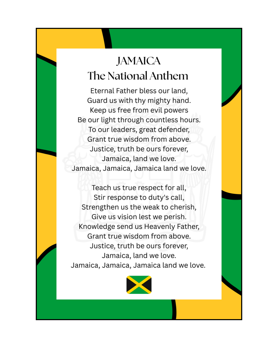 Jamaica National Anthem Poster Print
