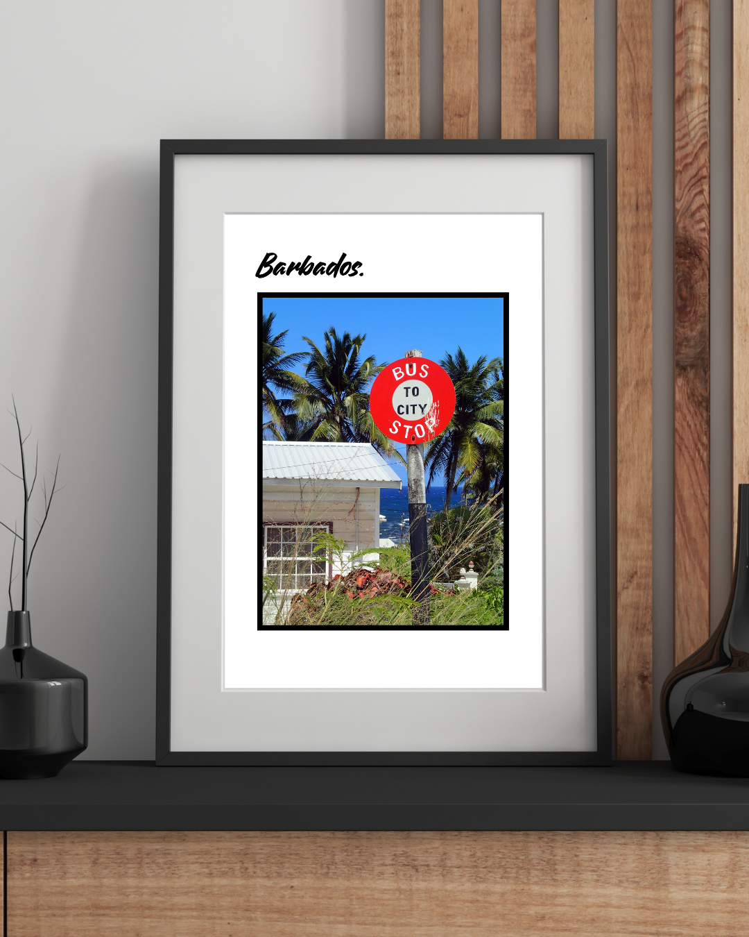 Barbados Bus Stop Poster Print