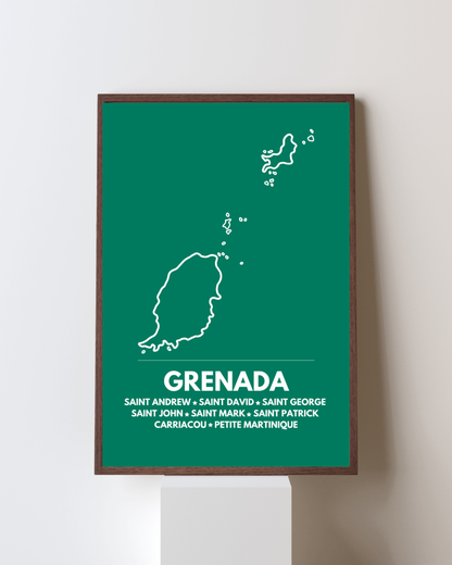 Island & Parishes of Grenada Poster Print Green