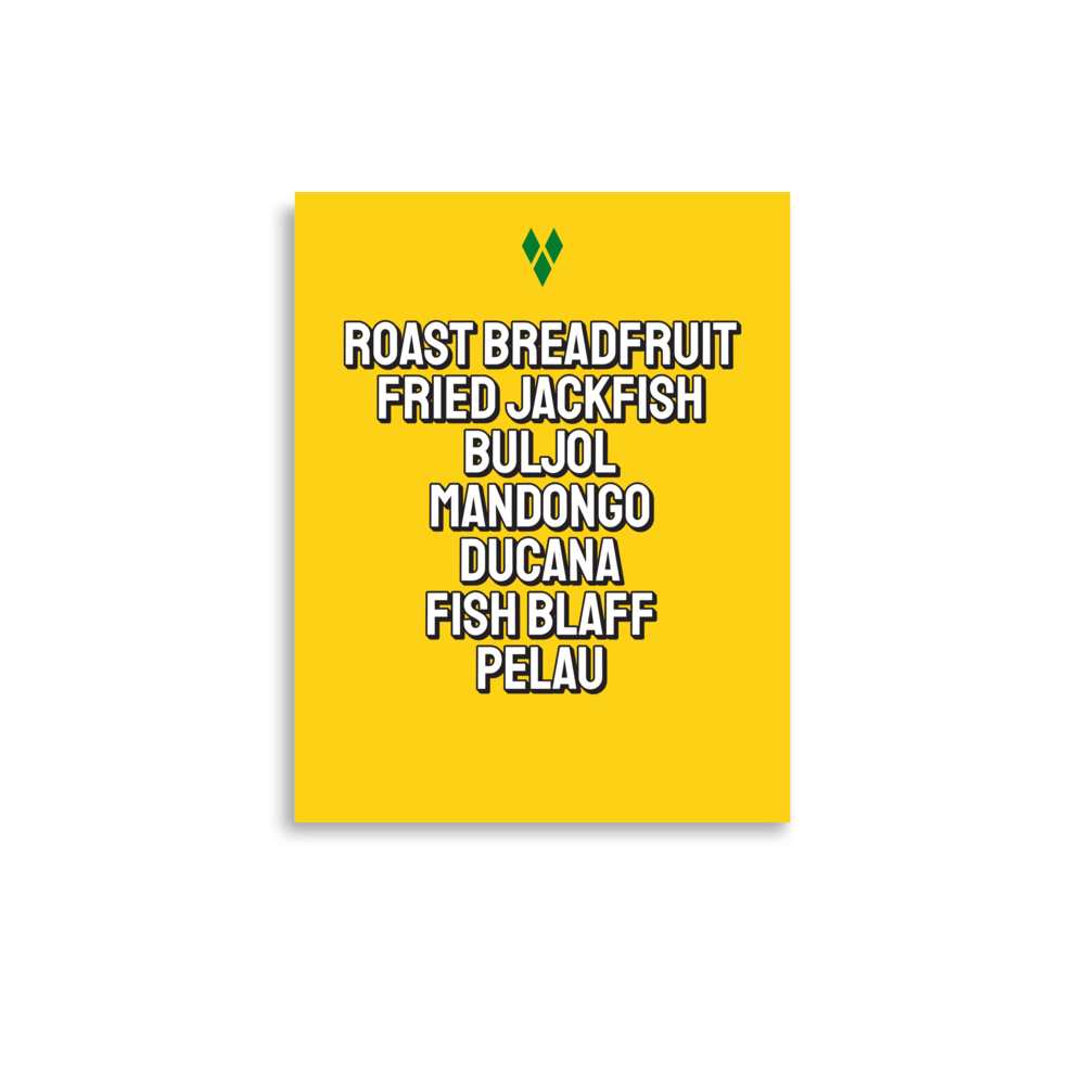 Foods of Saint Vincent Poster in Yellow