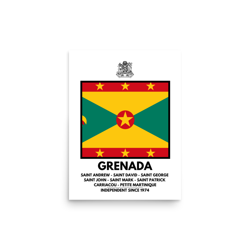 Grenada Flag and Parishes poster