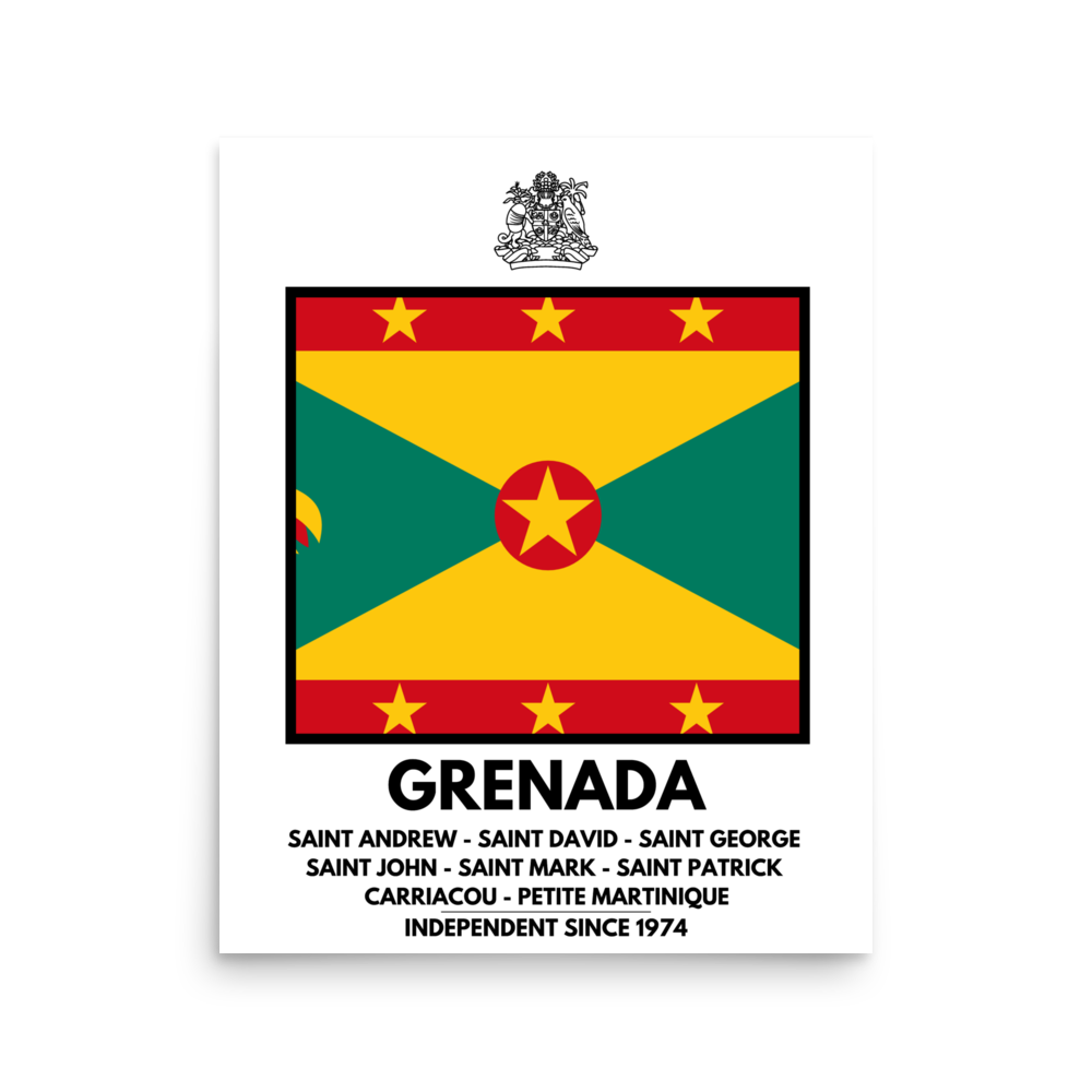 Grenada Flag and Parishes poster