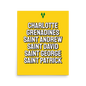 Saint Vincent and The Grenadines Parishes Poster in Bold Yellow