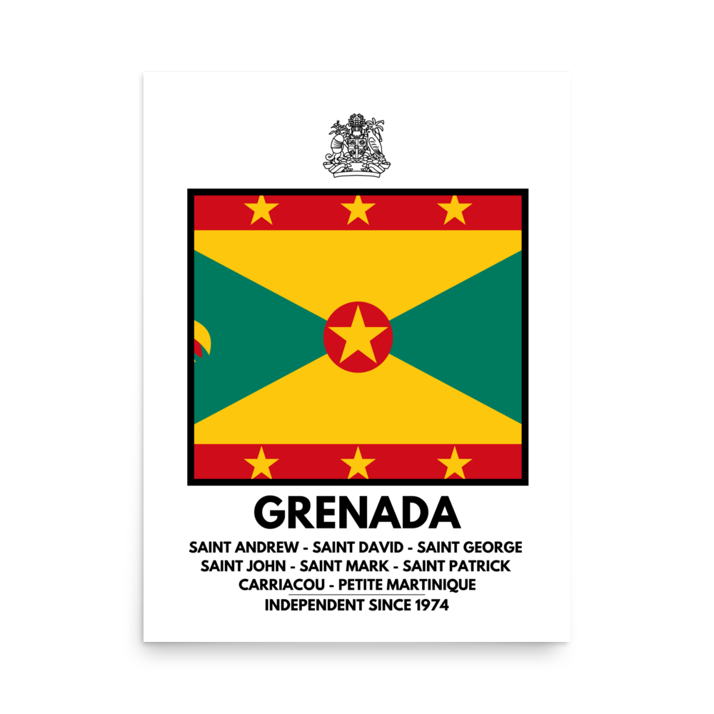 Grenada Flag and Parishes poster