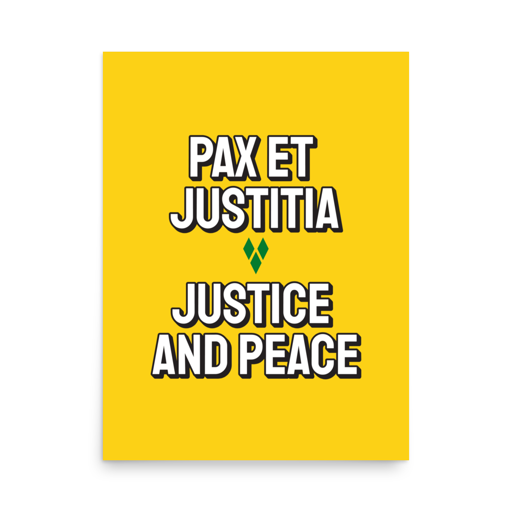 Saint Vincent and the Grenadines Justice and Peace Poster in Bold Yellow