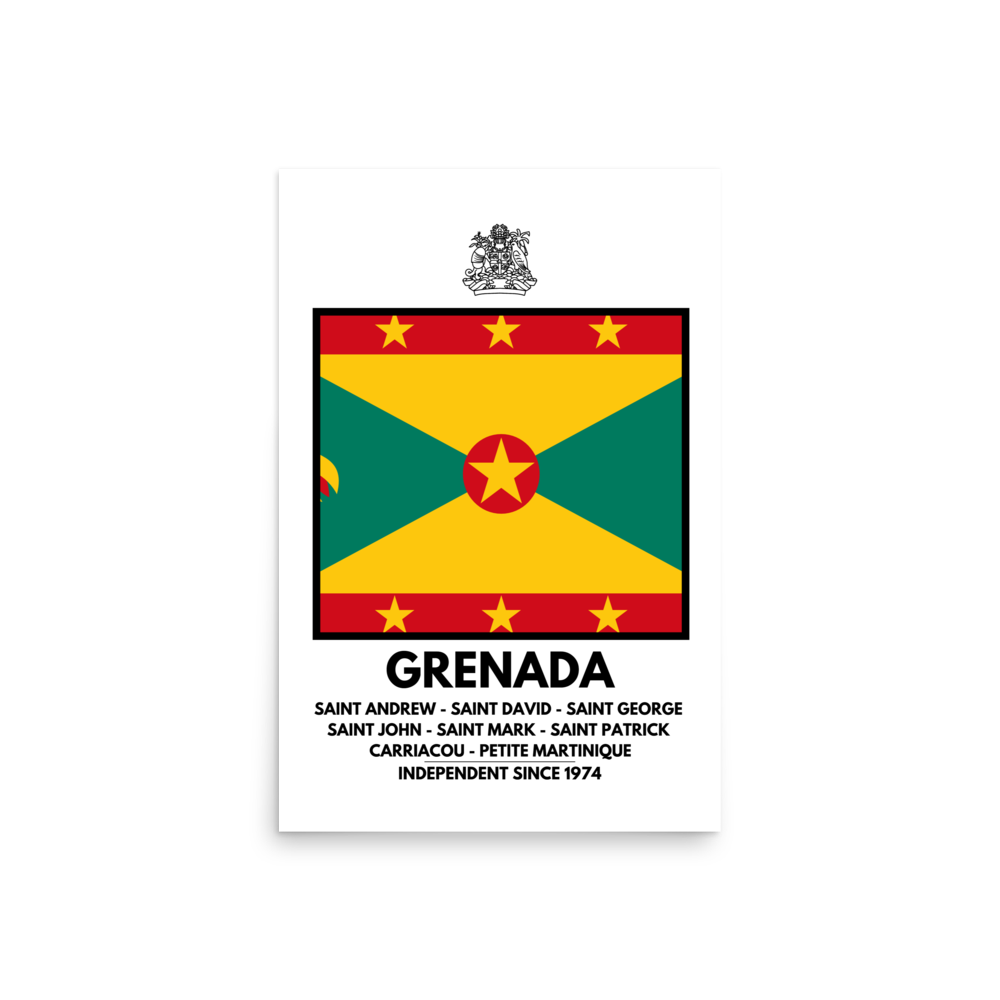 Grenada Flag and Parishes poster