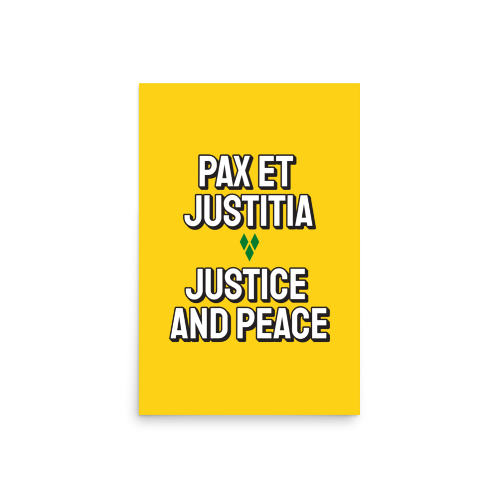 Saint Vincent and the Grenadines Justice and Peace Poster in Bold Yellow