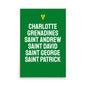 Parishes of Saint Vincent and the Grenadines Poster in Bold Green