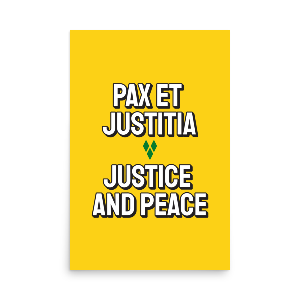 Saint Vincent and the Grenadines Justice and Peace Poster in Bold Yellow