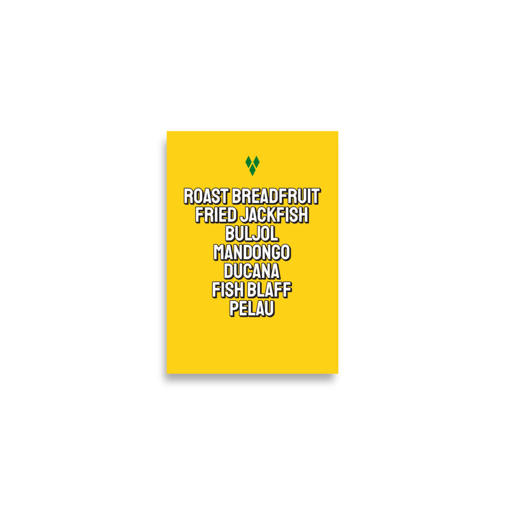 Foods of Saint Vincent Poster in Yellow
